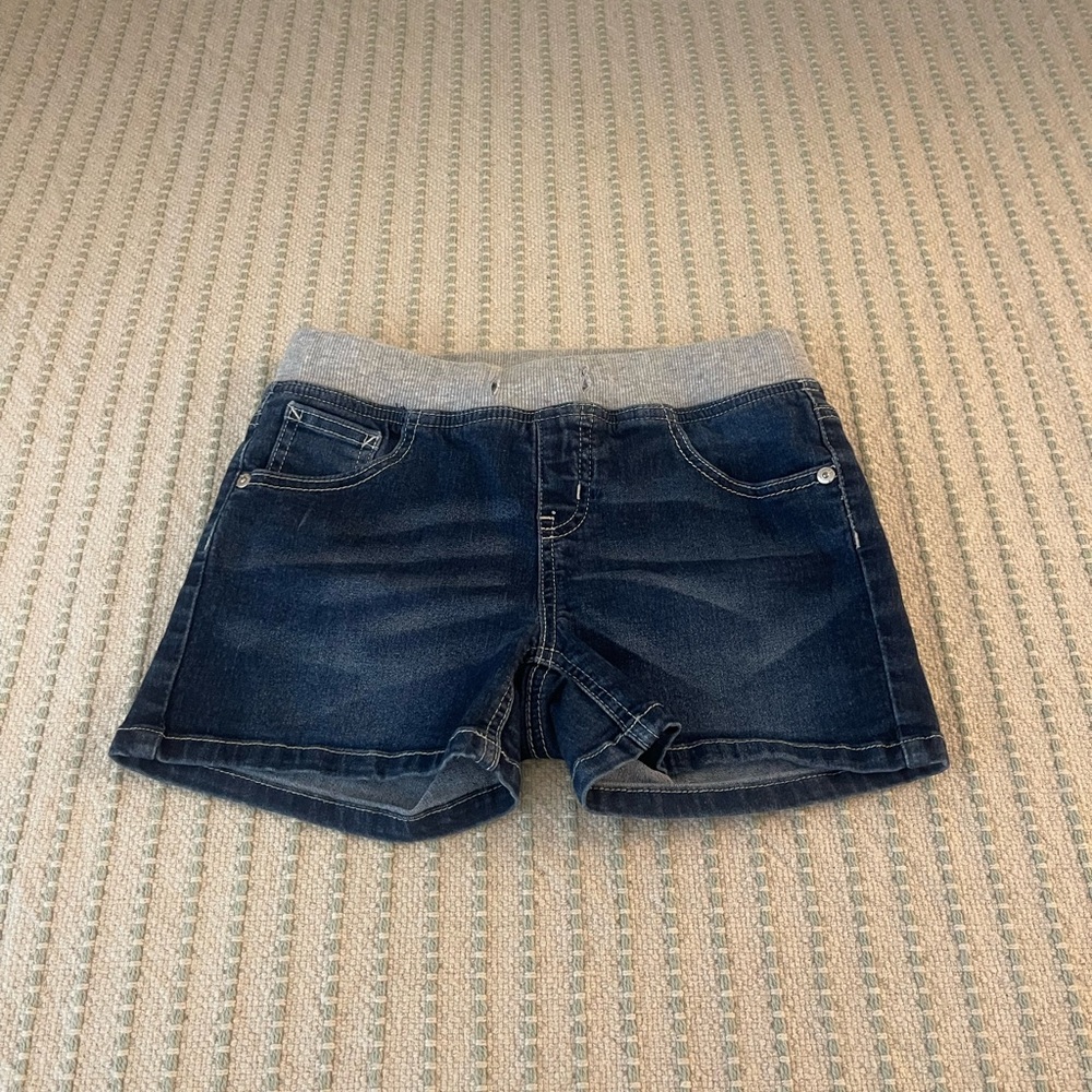 Justice Girls Blue Denim Shorts with Light Gray Waistband - Size: 12R